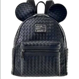 NEW black Disney parks woven loungefly mini backpack
